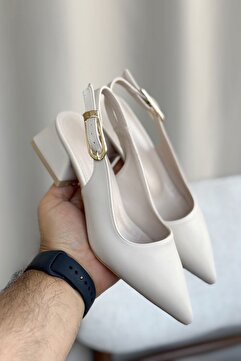 GOFFSHOES Kadın Mely Tokalı Kısa Topuklu Ayakkabı - Ten Deri