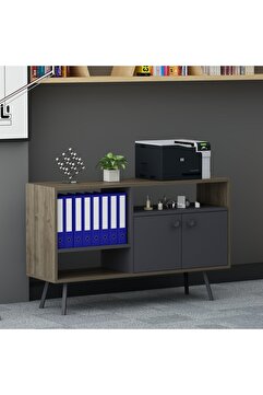 lagomood Irony Maxi Ofis Dolabı Konsol Kahve Köşesi Antrasit Ceviz