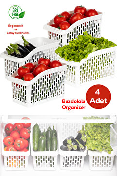 Porsima Org-23 4lü Çok Amaçlı Plastik Dolap Içi Düzenleyici Saklama Kutusu Organizer Sepet - Beyaz