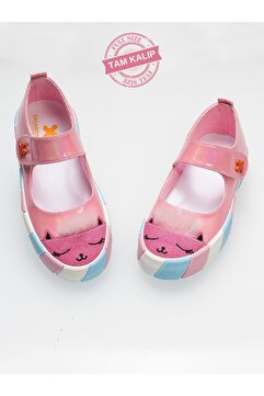 Casabony Pembe Rugan Simli 3d Kız Babet Sneakers