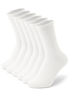 Askıdan Sepete 6 Çift Beyaz Soket Tenis Çorap Fitilli Ekonomik Paket
