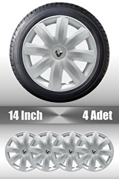 FRWY Renault Clio Symbol Megane 14" inç Uyumlu 4 Adet 1 Takım Gri Jant Kapağı