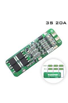 Genel Markalar 3s 20a Lipo Pil Koruma Ve Balans Devresi - Bms Modülü (11.1V LİTYUM PİL UYUMLU)