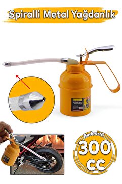 Badem10 Madeni Yağdanlık 300 ml Spiralli Metal Gövdeli Uçlu Yağ Pompası Araba Makine Atölye Yağdanlığı
