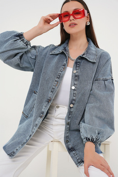 Bigdart 0662 Denim Balon Kollu Kot Ceket - Mavi