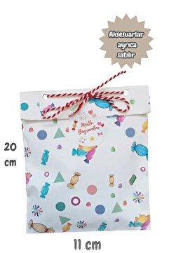 Dekals 25 Adet Bayram Temalı Hediye Paketi Harçlık Şeker Çikolata Ambalaj Kağıdı 11x20
