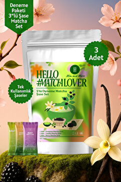 Mim and More Matcha Deneme Seti 3'lü - Saf, Vanilya, Böğürtlen Aromalı Deneme Matcha Seti 3x3 gr