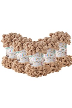 Alize El Örgü Ipliği 5'li Paket - 262 Orta Bej - 100 Gr. 9 Mt. Parmak Örgü Ipi