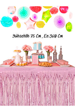 snowparty Pembe Metalize Masa Eteği Işıltılı Masa Eteği Doğum Günü Süsü