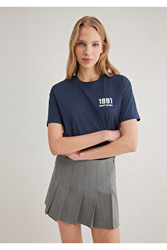 Mavi Denimwear Baskılı Lacivert Tişört Loose Fit / Bol Rahat Kesim 1613067-70487