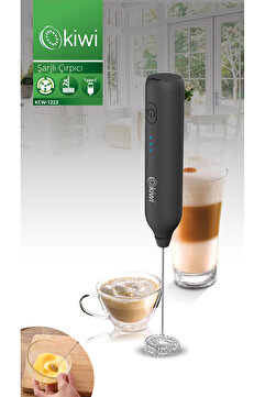 Kiwi Kcw-1223 Pratik Usb Şarjlı Süt Ve Kahve Köpürtücü Hız Ayarlı Siyah