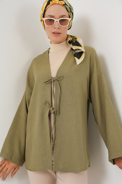 Bigdart Keten Tesettür Kimono 5968 - Çağla
