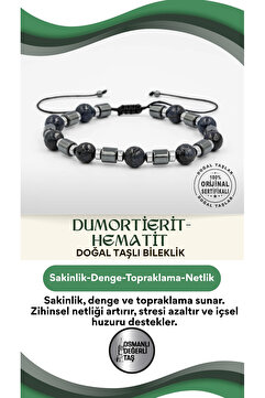 OSMANLI DOĞAL TAŞ Dumortierit-hematit Doğal Taş Erkek Makrome Bileklik