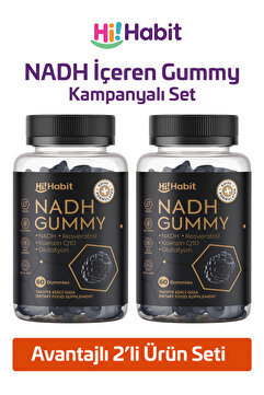 Hi Habit Nadh Gummy – Glutatyon, Koenzim Q10 Ve Resveratrol Içeren Vegan Takviye Gıda (60 GÜNLÜK)