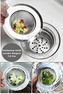 Kitchen Beauty Tüm Lavabolara Uygun Paslanmaz Çelik Lavabo Süzgeci 7,5 Cm Evye Süzgeç