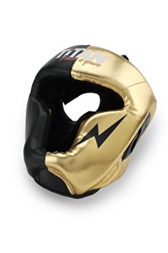 Titan Sport Yüz Korumalı Boks Kaskı , Siyah - Altın (Gold) Model