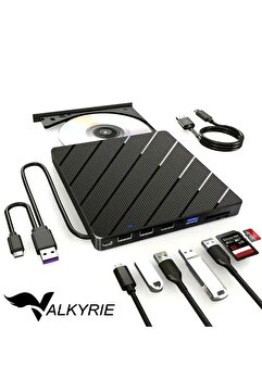 valkyrie Harici CD DVD Okuma Yazma USB 3.0 Hub Çok Amaçlı External Drive TF SD Kart Okuyucu 8in1