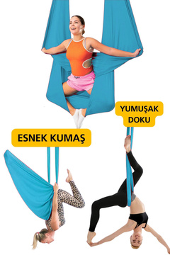 KAŞIKBEY Esnek Aır Antigravity Yoga Fly Hamağı, Askılı Yoga Denge Spor Aleti Esnek Yoga fly Salıncağı
