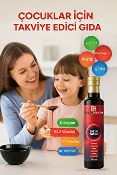 BİZİMHEKİM ŞİFA EVİ BizimTamin Şurup 340 gr | Doğal Vitamin Takviyesi | Çinko, Kalsiyum, D ve B12 Vitamini İçerikli