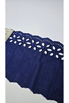 ÖZPAŞ TEKSTİL VE AKSESUAR Fisto Güpür Lacivert Çiçekli Şerit 12cm 2 Metre Elbise Kıyafet Süsleme Dikiş