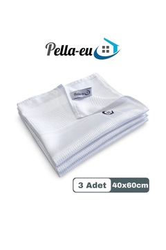 Pella-EU Mikrofiber Cam Bezi 3 Adet Genel Temizlik Bezi Mutfak Banyo Yüzey 3lü Beyaz 40x60cm
