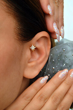 Sacce Scarves&Accessories Kuzey Yıldızı Halka Tragus Piercing Helix Kıkırdak Üst Lob