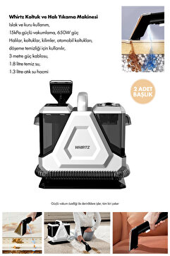 Whirtz Ea-1000 Halı Yıkama Makinesi Islak Kuru Temizlik - Halı Koltuk Temizleyici - 650w Vakumlu