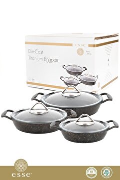 Genel Markalar Döküm Titanium 3k Cam Kapaklı 3'lü Sahan Set 18-20-22 Cm