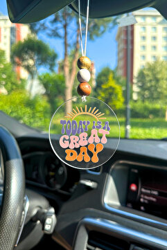 lusidadesign Today is a Great Day Tasarımlı Dikiz Aynası Süsü Hediye Kutulu Araba Süsü