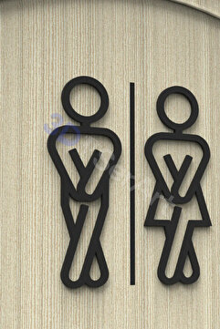 3D SerArt Eğlenceli Ev ve Ofis Tuvalet Kadın Erkek 18 cm İşaretçi Tabela WC