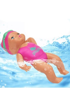 Genel Markalar Pembe suyla yüzen eğitici bebek, kurmalı, 15 cm, çocuklar için ideal oyuncak