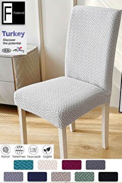 Faiend Tuğla Desen Sandalye Kılıfı Yıkanabilir Likralı Esnek Lastikli Sandalye Örtüsü (natural)