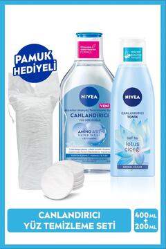 NIVEA Canlandırıcı Micellar Makyaj Temizleme Suyu 400ml Ve Nemlendirici Tonik 200ml, Pamuk Hediyeli