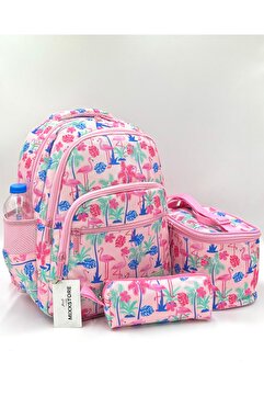 ms mixxstore Flamingo Desenli Pembe Renk Master Pack Beslenmelik Ve Kalemlikli Kız Ilk Okul Sırt Çantası