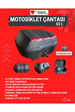 Genel Markalar Tien 52 Litre Motosiklet Çantası - OTOMATİK KİLİT (Sırt Dayama Pedi Dahil)