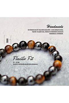 Alnis Atelier Kaplan Gözü, Obsidyen Ve Hematit Doğal Taş Bileklik