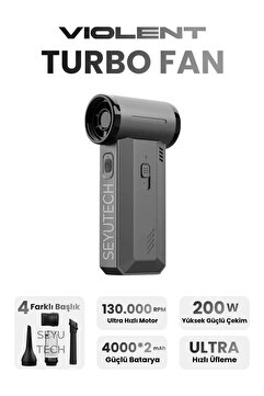 Genel Markalar FİOPLUS Violent Turbo Jet Fan 130000rpm Ultra Güçlü Motor Güçlü Vakum 4000mAh Bataryalı Üflemeli F72