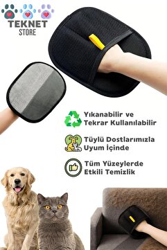 TEKNETSTORE Çift Taraflı Statik Kedi Köpek Tüy Temizleme Eldiveni Giysiler Mobilyalar Halılar İçin