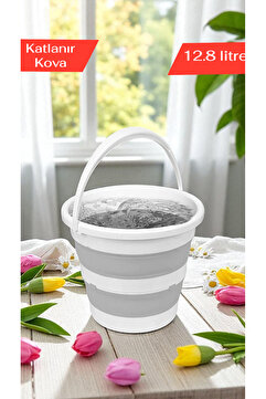 Irak Plastik Gri Tiny Mini Art Pratik Katlanabilir Akordiyon Kovası 12,8 Lt