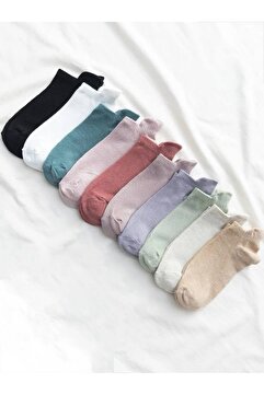 Sky Socks 10'lu Soft Renkli Patik Ekonomik Paket Unisex Kısa Spor Sneakers Çorap