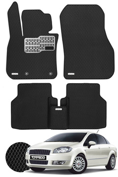 TORPEDO Fiat Linea 2007-2017 Arası Hücreli Paspas Seti, Premium Eva Tam Set Paspas Takımı Siyah