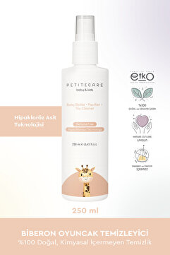 PETITECARE baby&kids %100 Doğal Biberon, Emzik, Oyuncak Temizleyici, Parfümsüz, Kimyasal İçermez, Vegan, 250 ML