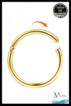 MAZEN Tam Halka Piercing | 316l Cerrahi Çelik | Kararmaz | Tragus Helix Kıkırdak | Gold | Beden Seçenekli