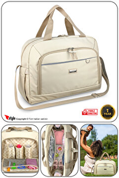 Stylo Urban X Pro Anne Bebek Bakım Kadın Çantası ve Yeni Doğan Çantası-Bej