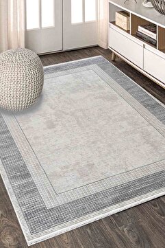 armolin Düz Çizgili Desen Dijital Baskı Gri Lastikli Halı Örtüsü (SÜNGERSİZ) Szz-1186