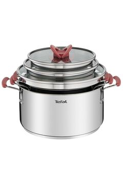 TEFAL Optispace İndüksiyon Tabanlı 6 Parça Çelik Tencere Seti