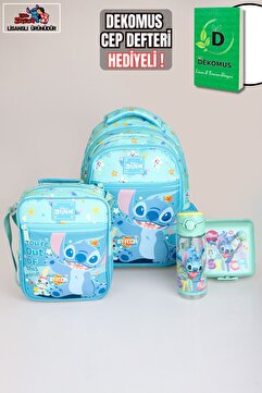 Stitch DEKOMUS İLE LİSANSLI STITCH"GALAXY POP KOLEKSİYONU" OKUL ÇANTASI,TERMOSLU BESLENME ÇAN