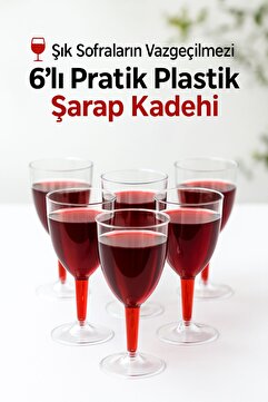 Open Home Concept 6’lı Şeffaf Plastik Şarap Kadehi – Düğün, Parti ve Davet Sunumlarına Uygun Bardak