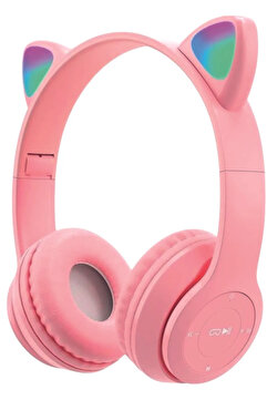 Genel Markalar Kedi Pembe Bluetooth Kulaklık Kablosuz Kulaklık Çocuk Oyuncu Led Işıklı