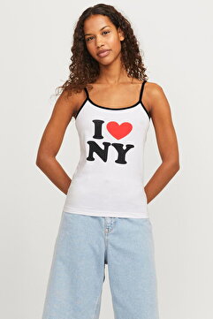 Jack & Jones Kadin Gögüs Baskili U Yaka Askili Bluz - Gigi